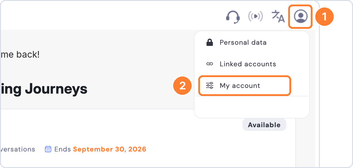 Profile icon and the My account option in the profile menu